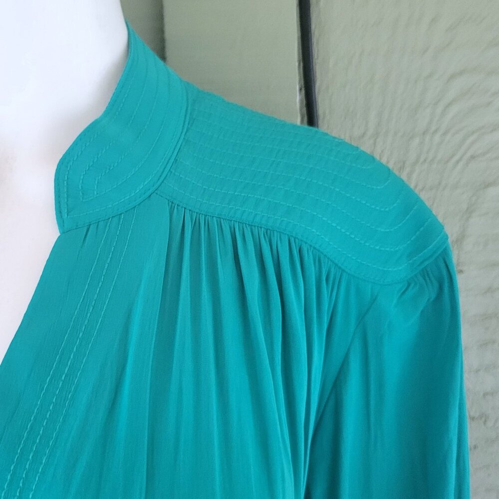 NWT CHICO'S Jade Green Shirred Blouse Top Sz 4 or US 20 - Picture 3 of 7